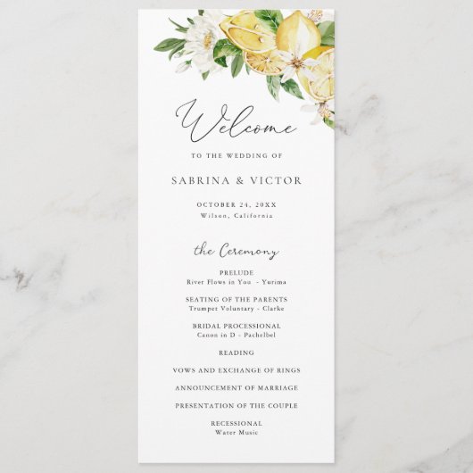 Programme Aquarelle Citrus Citrus Vert Mariage Floral (Devant)