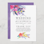 Programme Aquarelle colorée Mariage floral (Devant / Derrière)