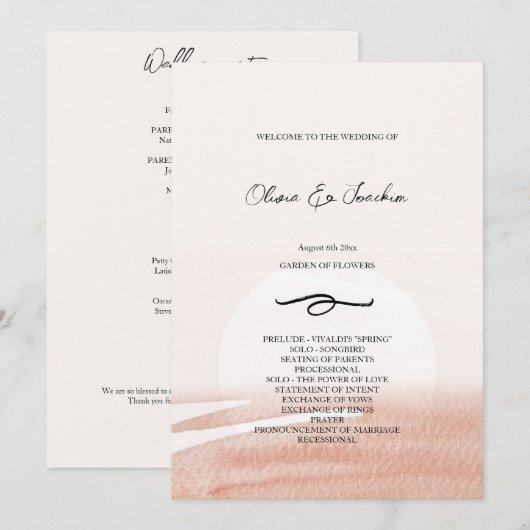 Programme Aquarelle de corail Abstraite peinte à la main (Devant / Derrière)