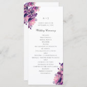 Programme Aquarelle de fleurs violettes et roses. Mariage fl (Devant / Derrière)