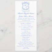 Programme Aquarelle Designer Blue Monogram Crest Mariage (Devant)