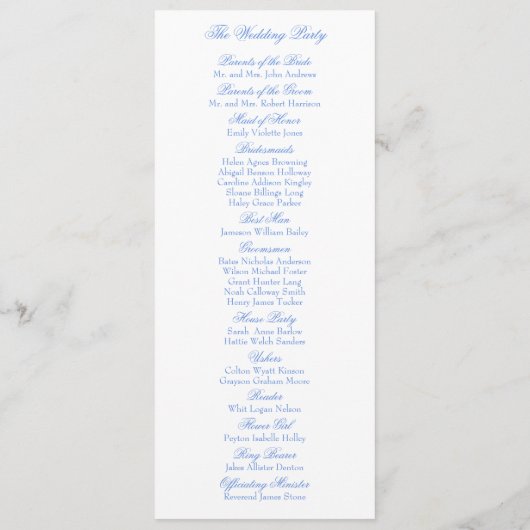 Programme Aquarelle Designer Blue Monogram Crest Mariage (Dos)