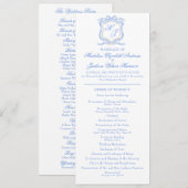 Programme Aquarelle Designer Blue Monogram Crest Mariage (Devant / Derrière)