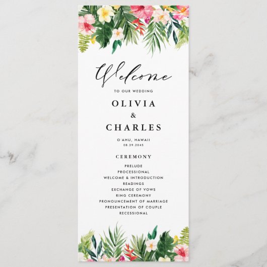 Programme Aquarelle Fleurs tropicales Mariage d'été (Devant)