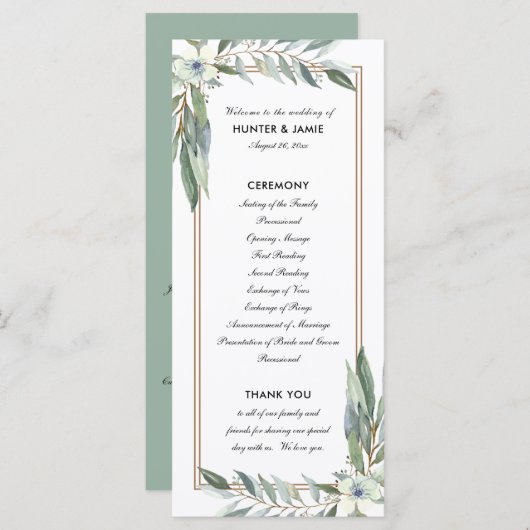 Programme Aquarelle florale et verte, Mariage double face (Devant / Derrière)