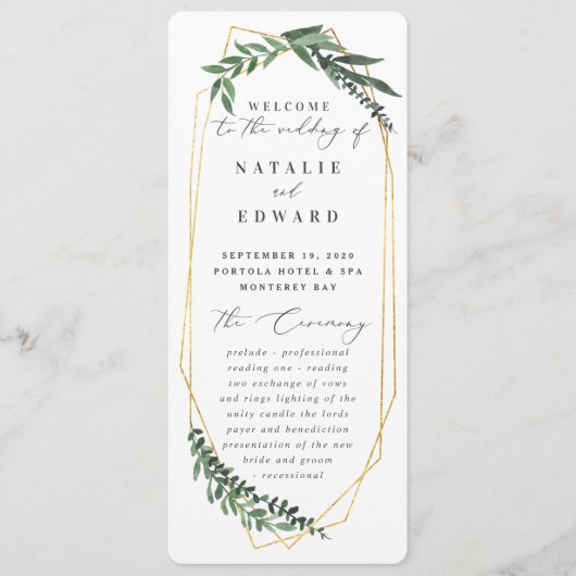 Programme aquarelle géométrique or feuillage (Devant)