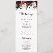 Programme Aquarelle Illustré Automne Floral Wedding Programm (Devant)