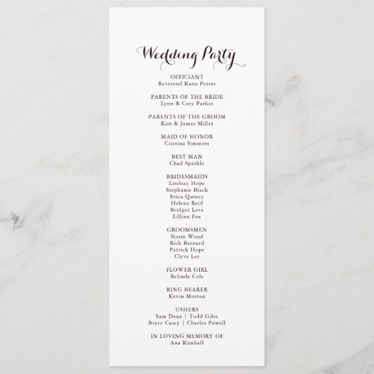 Programme Aquarelle Illustré Automne Floral Wedding Programm (Dos)