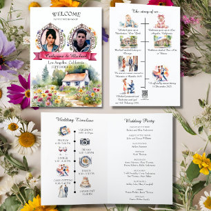 Programme Aquarelle Jardin Printemps Mariage Icône Timeline