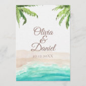 Programme Aquarelle mariage plage tropicale et palmiers (Devant)