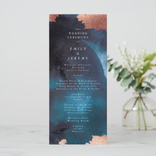 Programme Aquarelle Marine Blue Moody Rose Mariage or (Debout devant)