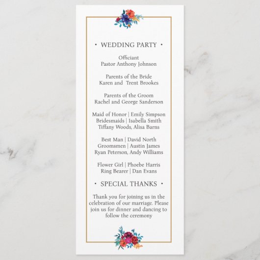 Programme Aquarelle mexicaine Fleur Mariage (Dos)