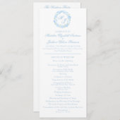 Programme Aquarelle Monogramme bleu Hydrangea Mariage de cou (Devant / Derrière)