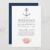 Programme Aquarelle Nautique Thème Floral Ancre Mariage (Devant / Derrière)