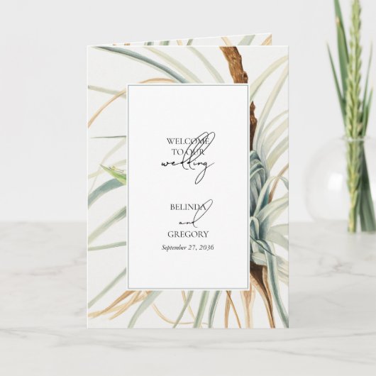 Programme Aquarelle Neutre Boho Mariage Ordre de service (Devant)