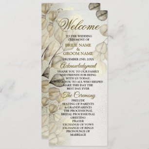 Programme Aquarelle Or Eucalyptus Foliage Mariage brillant