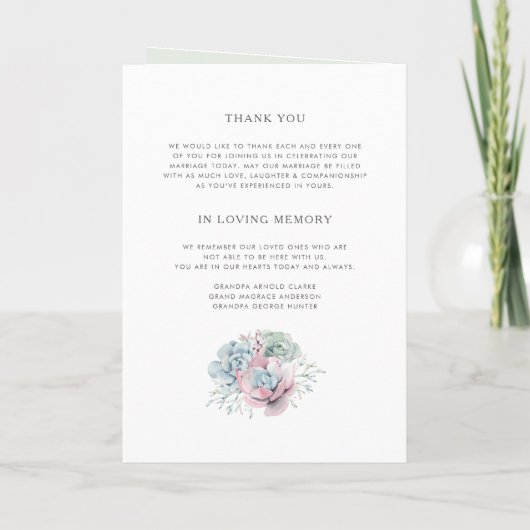 Programme Aquarelle Pastel Succulents Bouquet Mariage (Dos)
