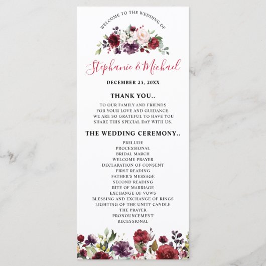 Programme Aquarelle romantique Bourgogne Rouge Blush Rose Fl (Devant)