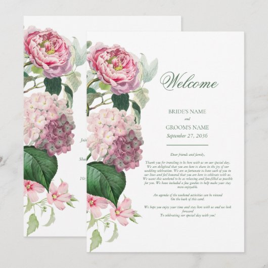 Programme Aquarelle romantique Fleurs roses Itinéraire Maria (Devant / Derrière)