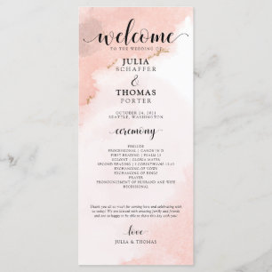 Programme Aquarelle rose et Mariage d'or Ordre de cérémonie
