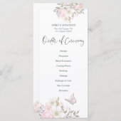 Programme Aquarelle rose Magnolias Mariage de script papillo (Devant / Derrière)