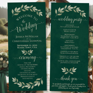 Programme Aquarelle rustique Verdure Élégant Mariage émeraud
