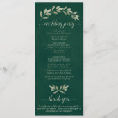 Programme Aquarelle rustique Verdure Élégant Mariage émeraud (Dos)