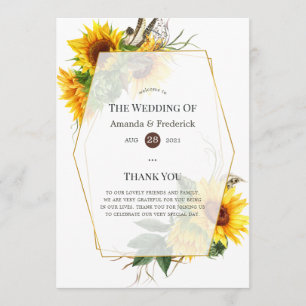 Programme Aquarelle tournesol Mariage rustique