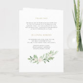 Programme Aquarelle vert et fleurs blanches Mariage (Dos)