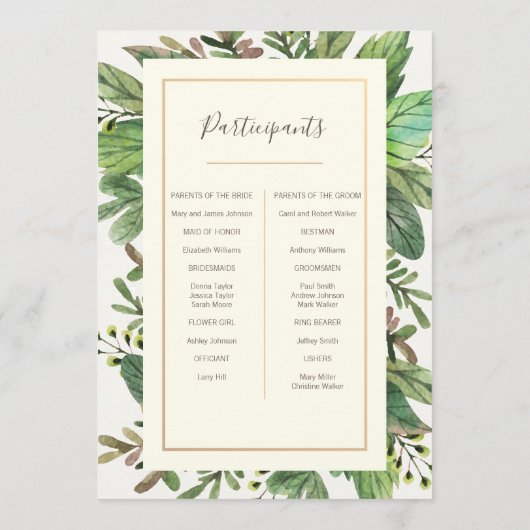 Programme Aquarelle verte et Mariage boisé (Dos)