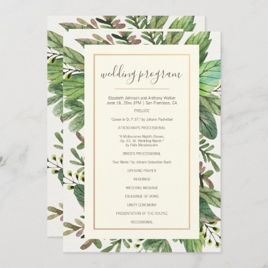 Programme Aquarelle verte et Mariage boisé (Devant / Derrière)