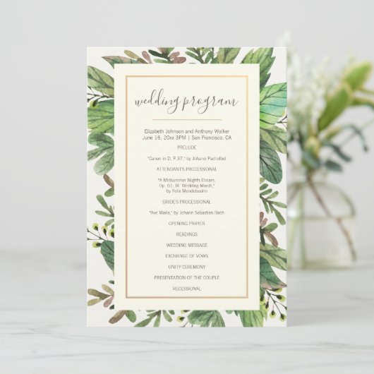 Programme Aquarelle verte et Mariage boisé (Debout devant)