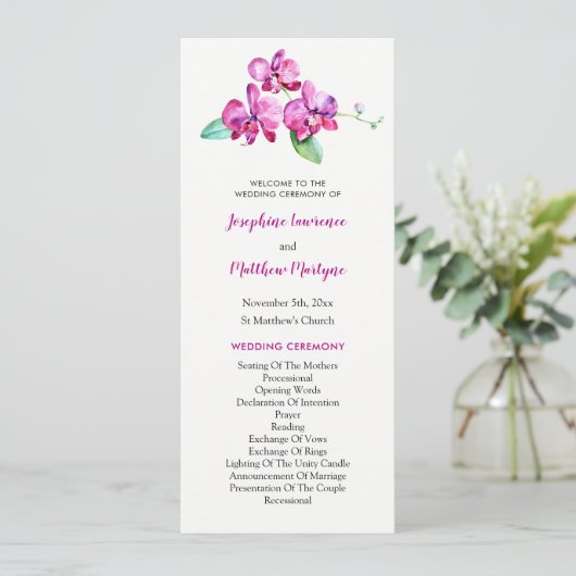 Programme Aquarelle violet orchidée Mariage floral (Debout devant)