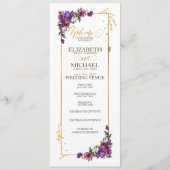 Programme Aquarelle violet rose chaud or Mariage Floral (Devant)