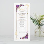 Programme Aquarelle violet rose chaud or Mariage Floral (Debout devant)