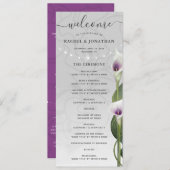 Programme Aquarelle violette blanche Calla Lily Flowers Mari (Devant / Derrière)