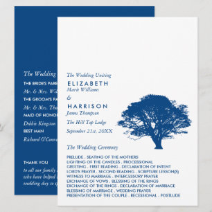 Programme Arbre de chêne bleu, Mariage rustique et minimalis