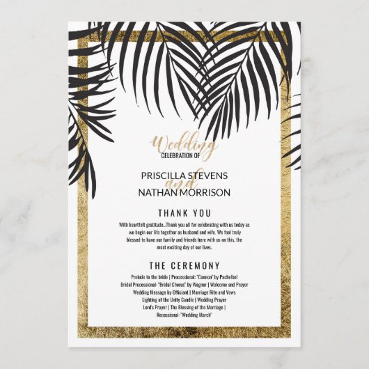 Programme Arbre de palmier noir Frances Gold Bordure Mariage (Devant)