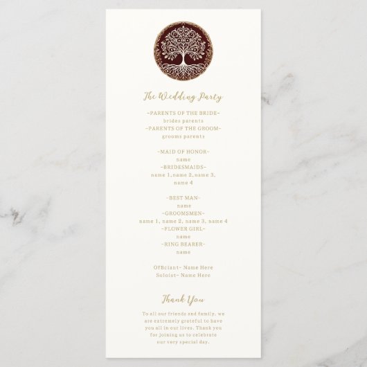 Programme Arbre de vie Rustique rouge foncé Celtique Program (Dos)