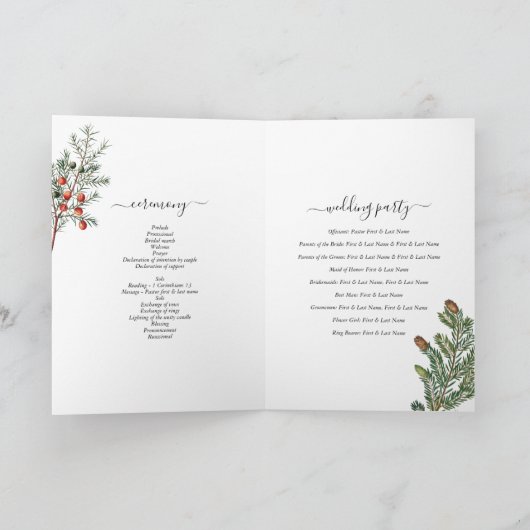 Programme Arbres à pins d'hiver Lantern Mariage Ordre de ser (Intérieur)