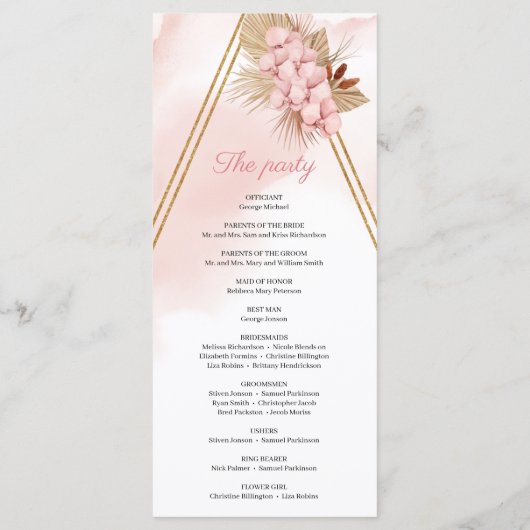 Programme Arc Or en Palm Rouge Rose Orchidée tendance (Dos)