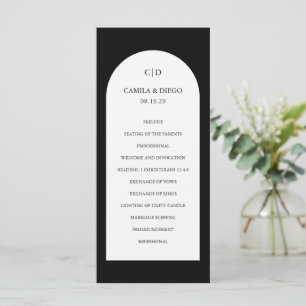 Programme Arche simple Noir Monogramme Mariage moderne