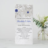 Programme argent royal bleu snowflakes mariage d'hiver (Debout devant)