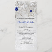 Programme argent royal bleu snowflakes mariage d'hiver (Devant)