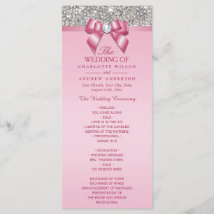 Programme argenté rose de mariage d'arc de diamant