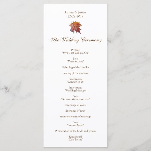 Programme Arrière-plan mariage de automne (Dos)