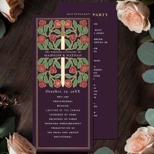 Programme Aubergine Épée Florale Médiévale Or Mariage Royal