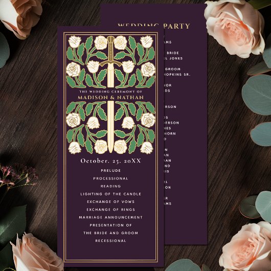 Programme Aubergine Fleur Blanche Épée Royale Mariage