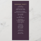 Programme Aubergine Fleur Blanche Épée Royale Mariage (Dos)