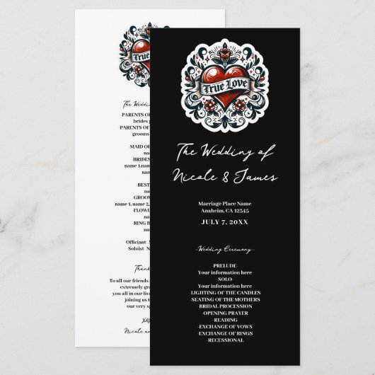 Programme Autocollant de tatouage de cœur d'amour vrai Progr (Devant / Derrière)